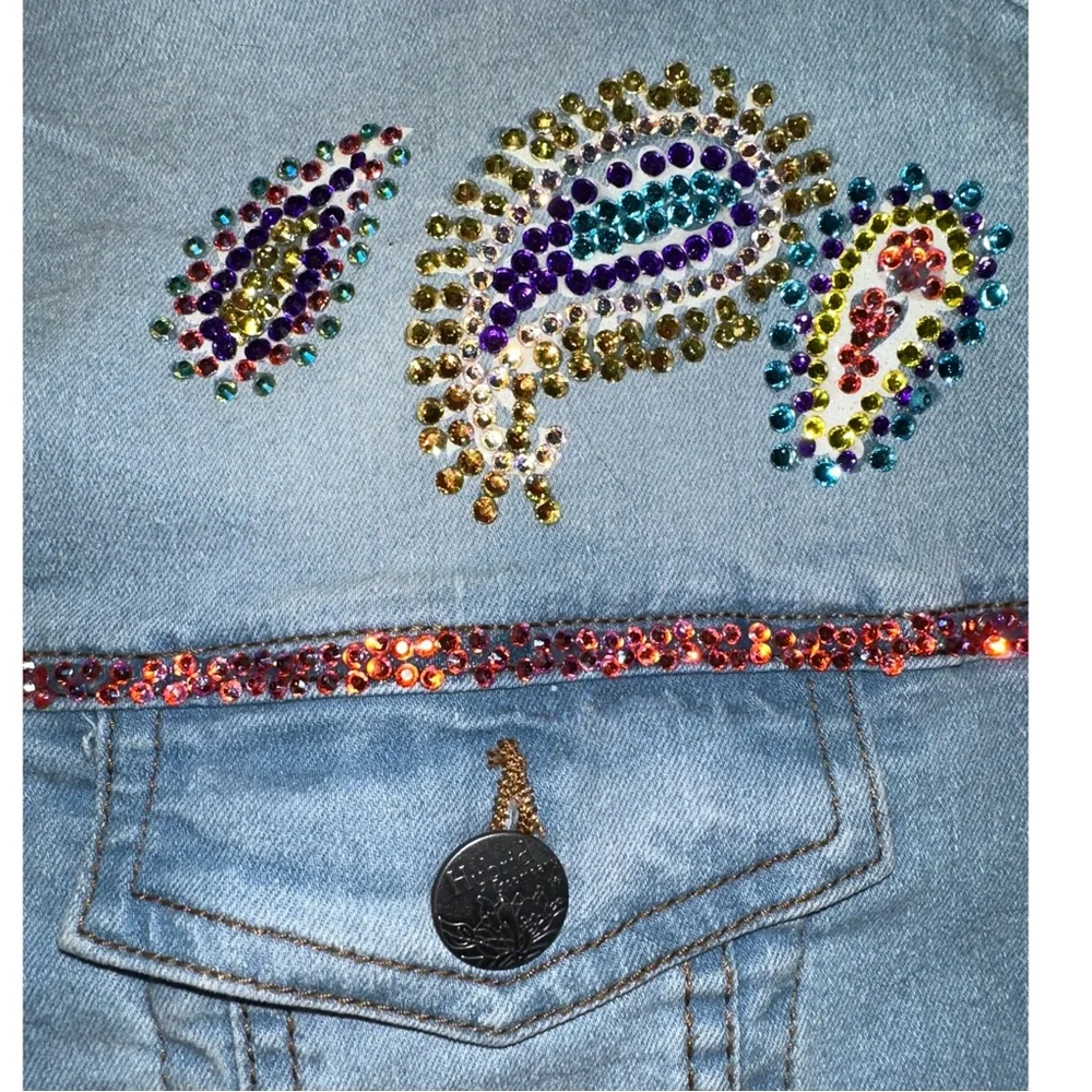 Paisley Crystal Embellished  Denim Jacket - Picture 7 of 9